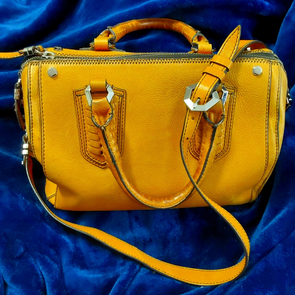 ORYANY - Vintage Pebbled Leather Mustard Gladstone Bag
